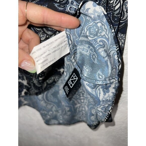 Shoshanna Floral Paisley Boho Tie Blouse Rent The Runway Medium Blue Blk. X1 - Picture 5 of 8